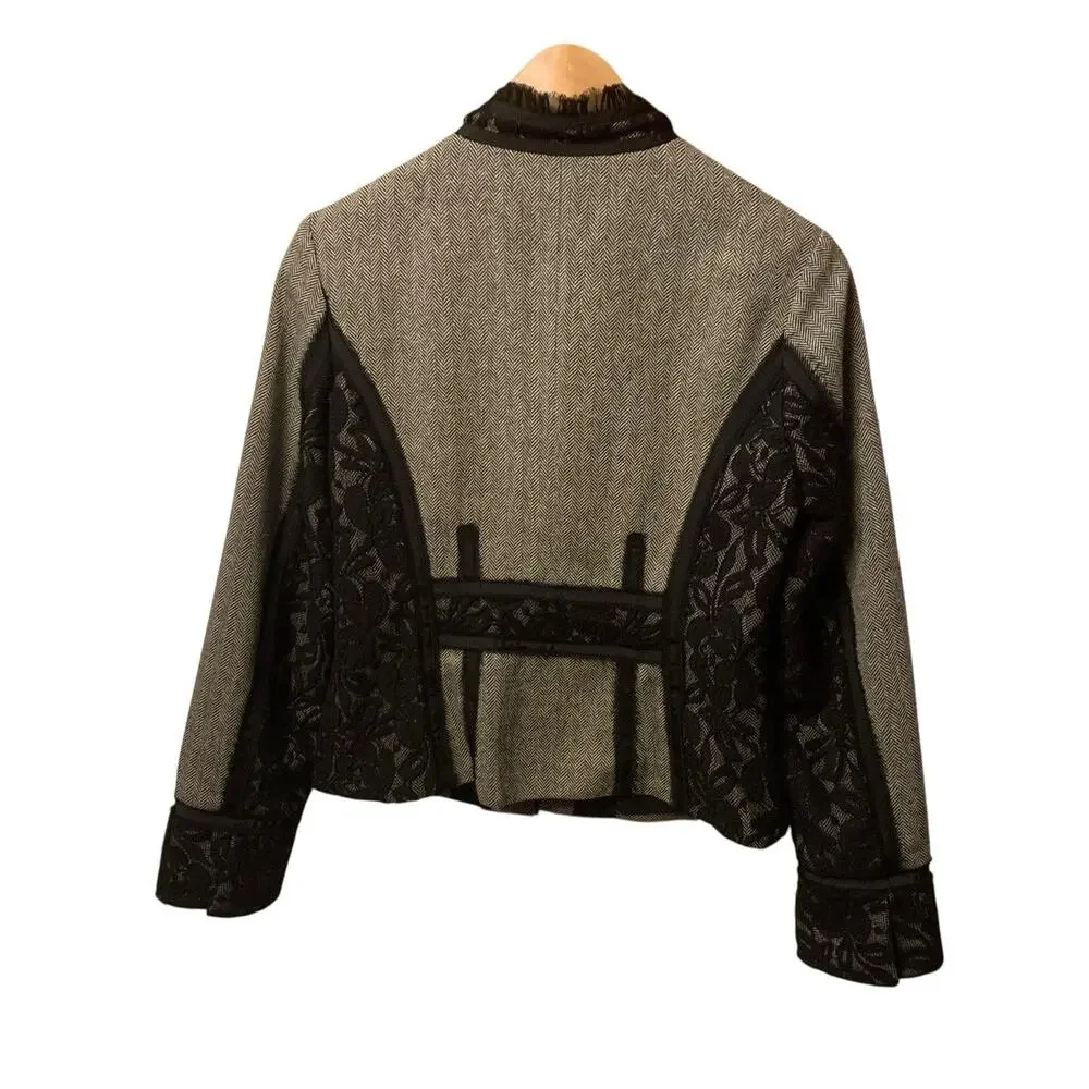 WHBM Women’s Herringbone Sequin Lace Blazer Jacket Size 4 EUC